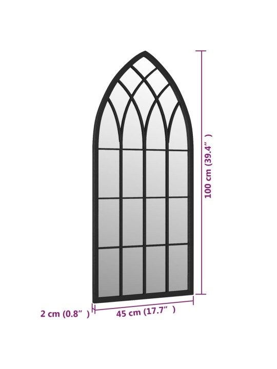 Puutarhapeili musta 100x45 cm rauta ulkokäyttöön