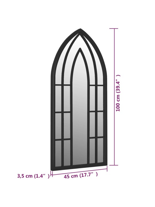 Puutarhapeili musta 100x45 cm rauta ulkokäyttöön