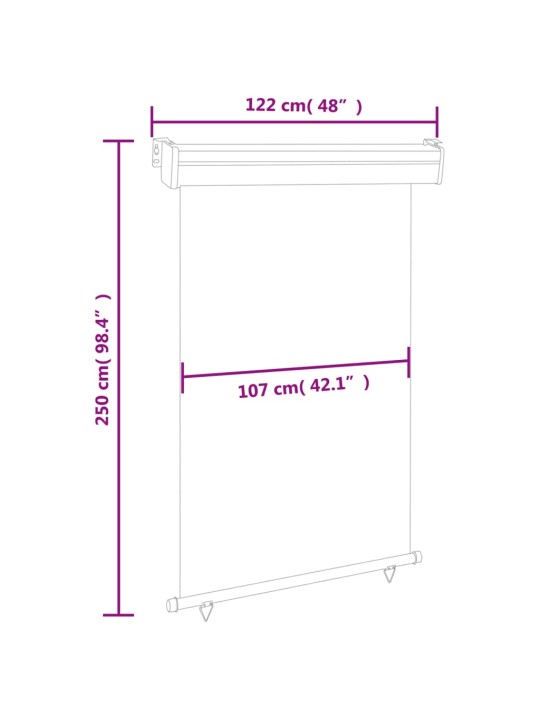 Parvekkeen sivumarkiisi 122x250 cm musta