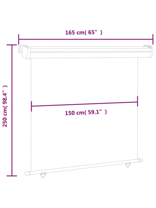 Parvekkeen sivumarkiisi 165x250 cm musta