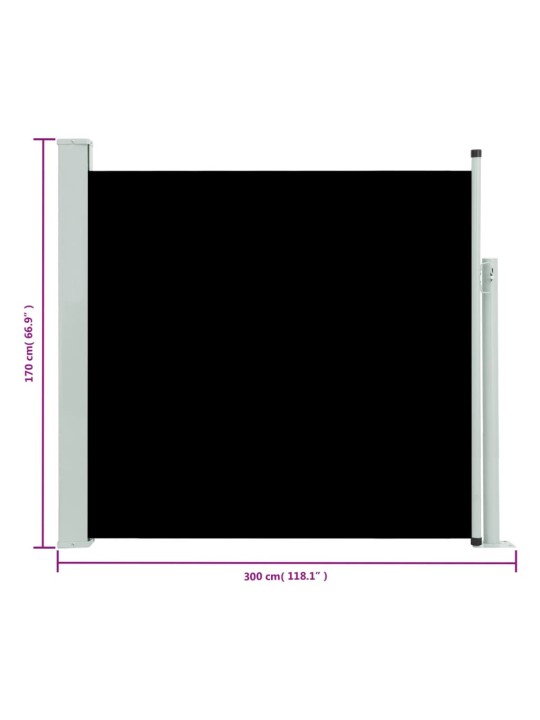 Sisäänvedettävä terassin sivumarkiisi 170x300 cm musta