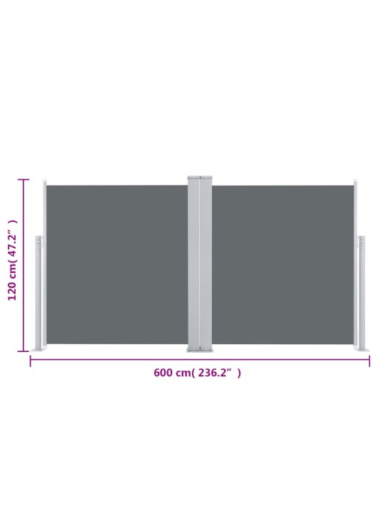 Sisäänvedettävä sivumarkiisi antrasiitti 117x600 cm