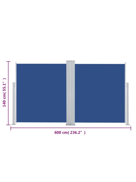 Sisäänvedettävä sivumarkiisi sininen 140x600 cm