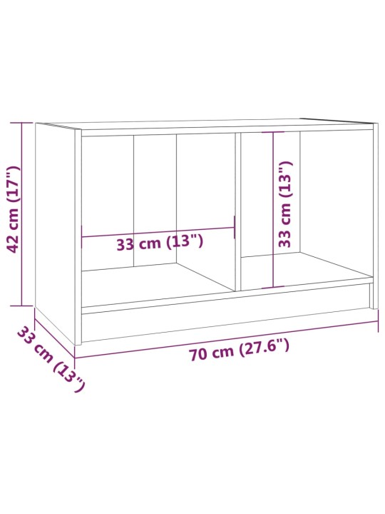 TV-taso harmaa 70x33x42 cm täysi mänty