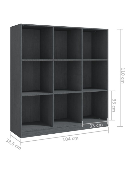 Kirjahylly/tilanjakaja harmaa 104x33,5x110 cm täysi mänty