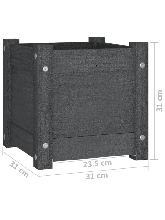 Puutarhan kukkalaatikko harmaa 31x31x31 cm täysi mänty