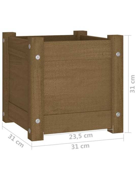 Puutarhan kukkalaatikot 2 kpl hunajanruskea 31x31x31 cm mänty