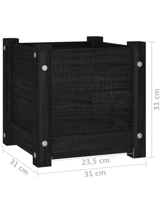 Puutarhan kukkalaatikko musta 31x31x31 cm täysi mänty