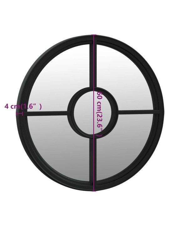 Peili musta 60x4 cm rauta pyöreä sisäkäyttöön
