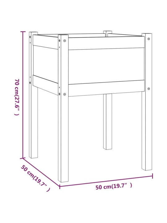 Puutarhan kukkalaatikot 2 kpl 50x50x70 cm täysi mänty