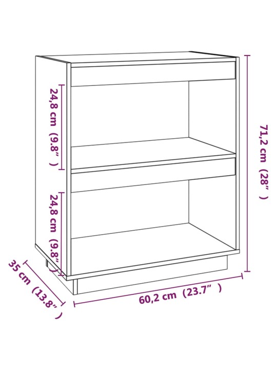 Kirjahylly harmaa 60x35x71 cm täysi mänty