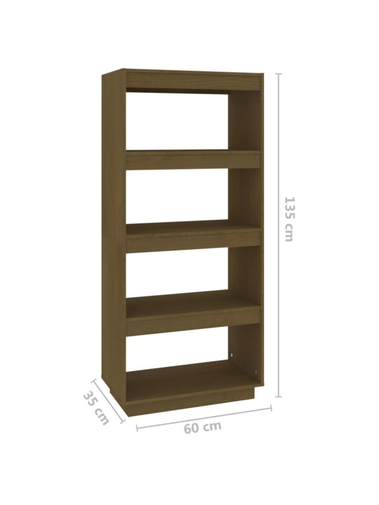 Kirjahylly/tilanjakaja hunajanruskea 60x35x135 cm täysi mänty