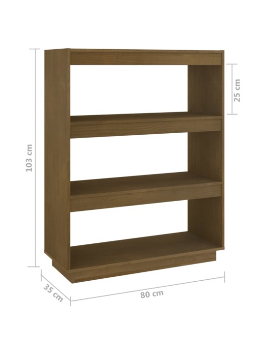 Kirjahylly/tilanjakaja hunajanruskea 80x35x103 cm täysi mänty