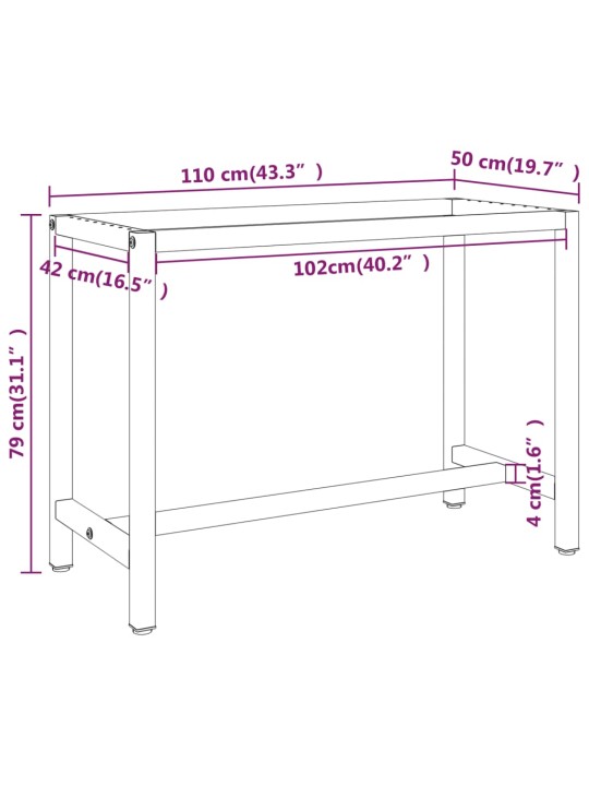 Työpenkin runko mattamusta ja -punainen 110x50x79 cm metalli