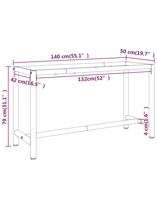Työpenkin runko mattamusta ja -punainen 140x50x79 cm metalli