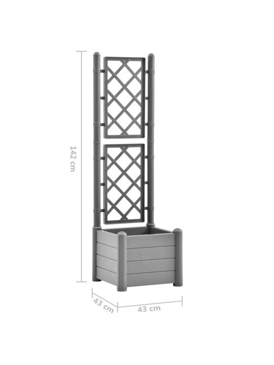 Kukkalaatikko säleiköllä 43x43x142 cm PP kivenharmaa