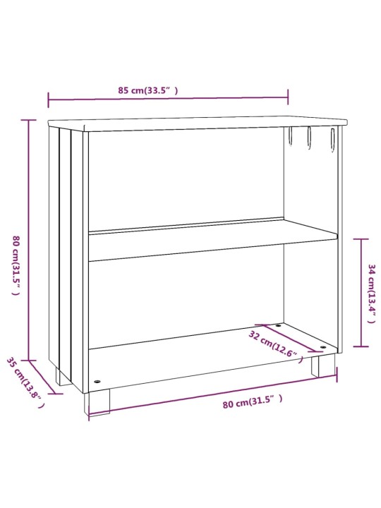 Sivupöytä HAMAR hunajanruskea 85x35x80 cm täysi mänty