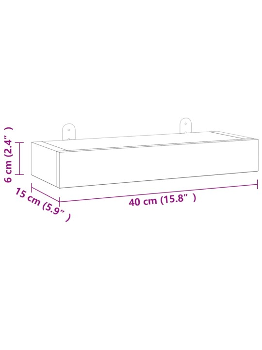 Seinähyllyt 2 kpl 40x15x6 cm täysi tiikki