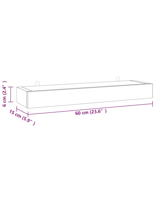 Seinähyllyt 2 kpl 60x15x6 cm täysi tiikki