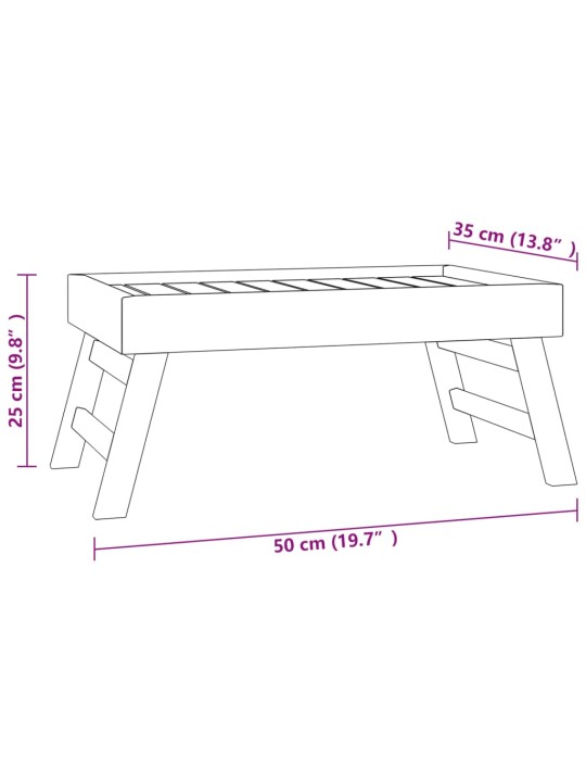 Kokoontaitettava tarjotin 55x35x25 cm täysi tiikki