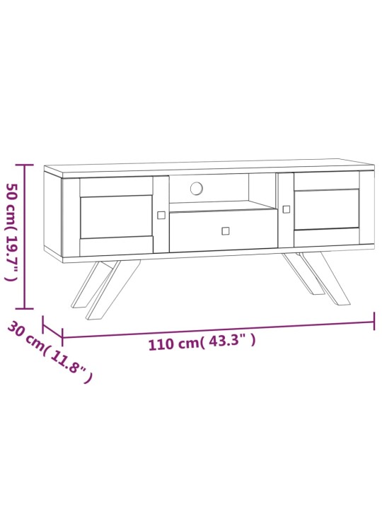 TV-taso 110x30x50 cm täysi tiikki