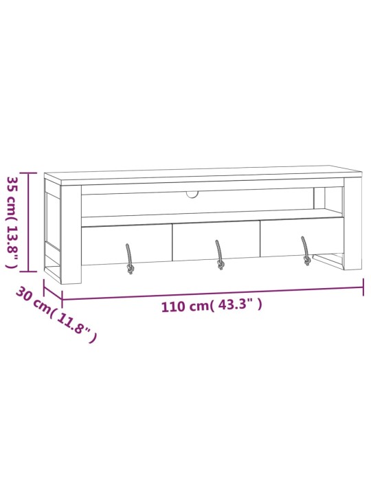 TV-taso 110x30x35 cm täysi tiikki