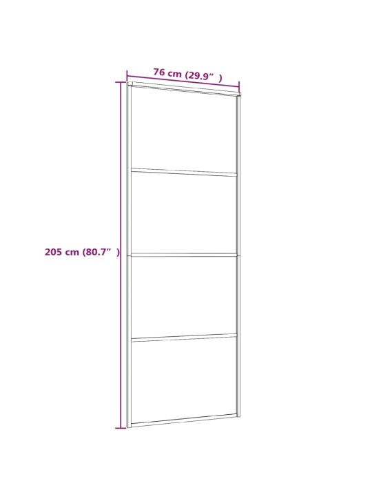 Liukuovi ESG-huurrelasi ja alumiini 76x205 cm valkoinen