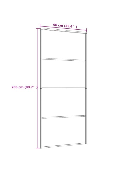 Liukuovi ESG-huurrelasi ja alumiini 90x205 cm musta