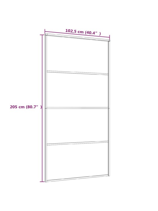 Liukuovi ESG-lasi ja alumiini 102,5x205 cm valkoinen