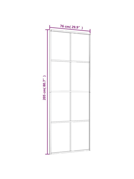 Liukuovi ESG-huurrelasi ja alumiini 76x205 cm valkoinen