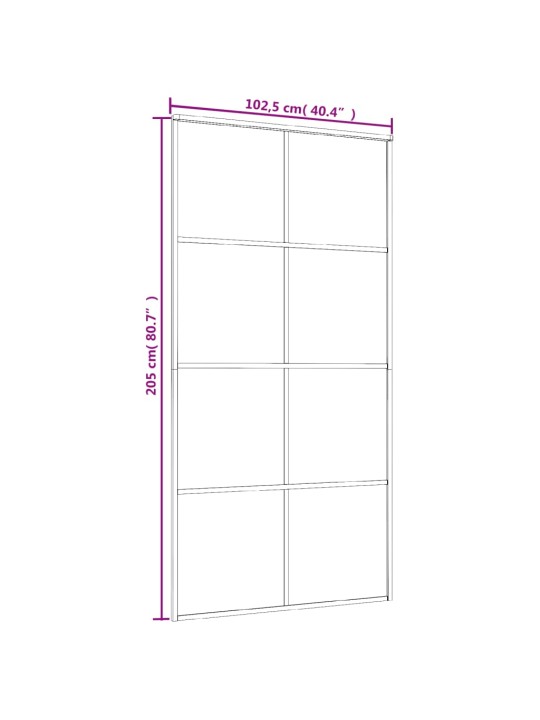 Liukuovi ESG-huurrelasi ja alumiini 102,5x205 cm valkoinen