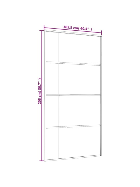 Liukuovi ESG-huurrelasi ja alumiini 102,5x205 cm musta