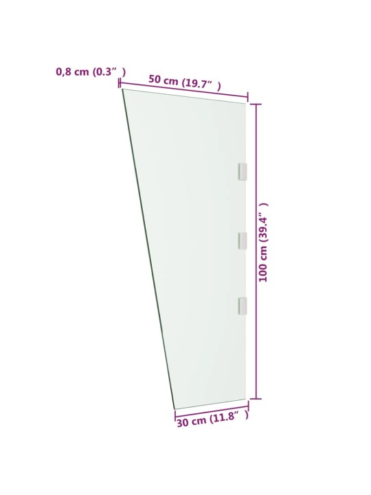 Sivupaneeli ovikatokselle läpinäkyvä 50x100 cm karkaistu lasi