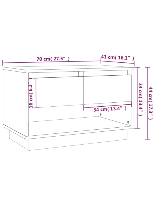 TV-taso betoninharmaa 70x41x44 cm lastulevy