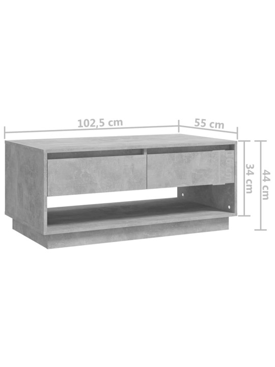 Sohvapöytä betoninharmaa 102,5x55x44 cm lastulevy