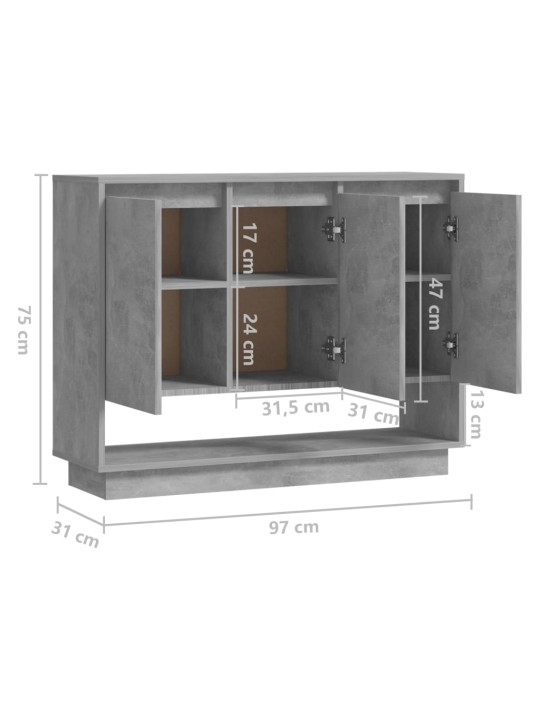 Senkki betoninharmaa 97x31x75 cm lastulevy
