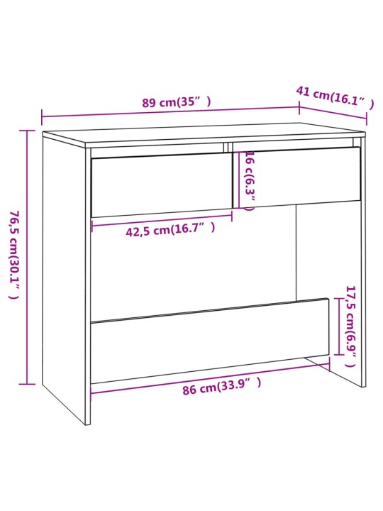 Konsolipöytä valkoinen 89x41x76,5 cm teräs