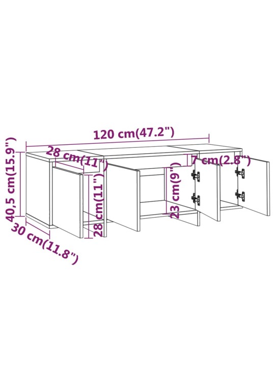 TV-taso musta 120x30x40,5 cm lastulevy