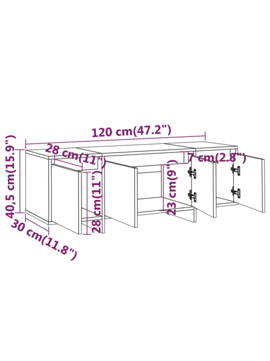 TV-taso Sonoma tammi 120x30x40,5 cm lastulevy