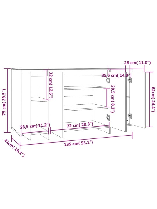 Senkki musta 135x41x75 cm lastulevy