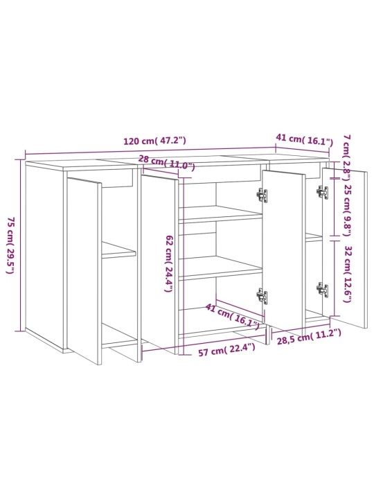 Senkki musta 120x41x75cm lastulevy