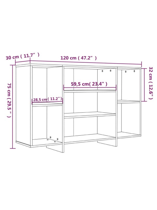 Senkki betoninharmaa 120x30x75 cm lastulevy