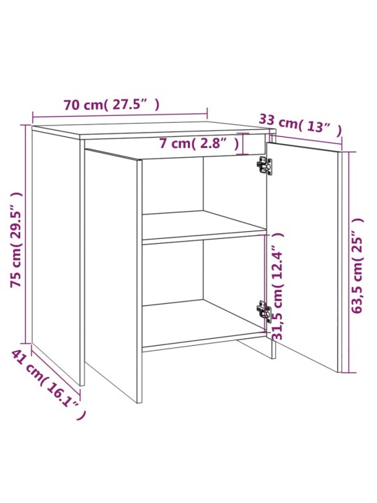 Senkki musta 70x41x75 cm tekninen puu