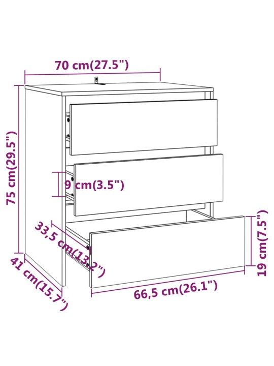 Senkki Sonoma-tammi 70x41x75 cm lastulevy