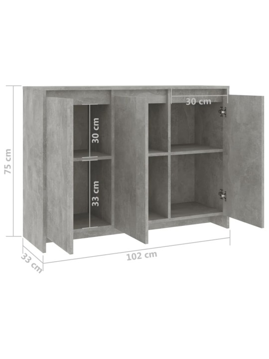 Senkki betoninharmaa 102x33x75 cm lastulevy