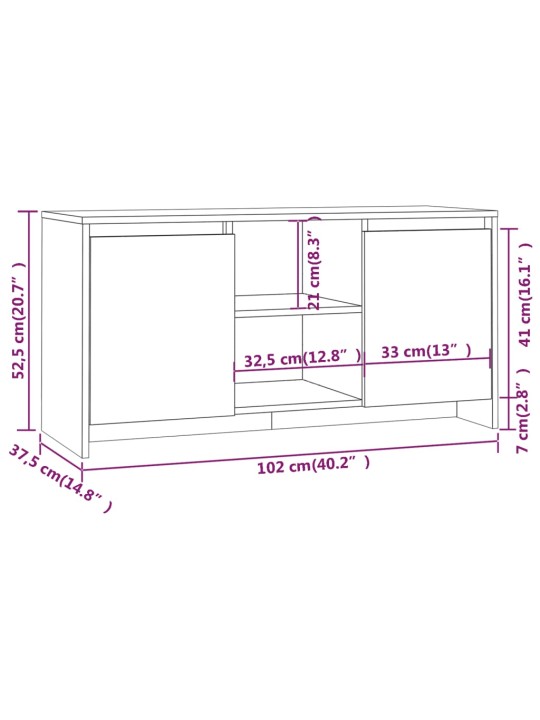 TV-taso Sonoma-tammi 102x37,5x52,5 cm lastulevy