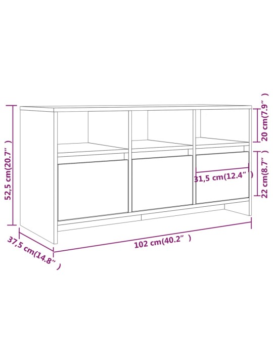 TV-taso Sonoma-tammi 102x37,5x52,5 cm lastulevy