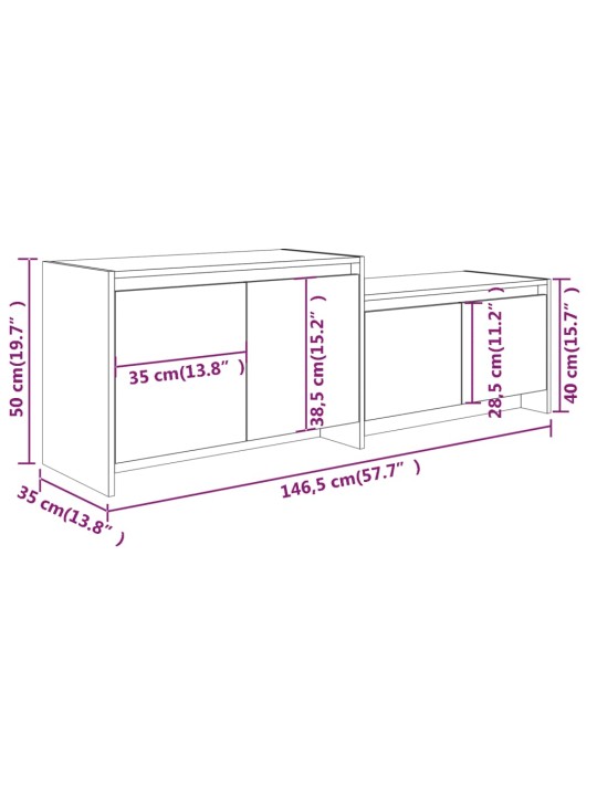 TV-taso musta 146,5x35x50 cm lastulevy