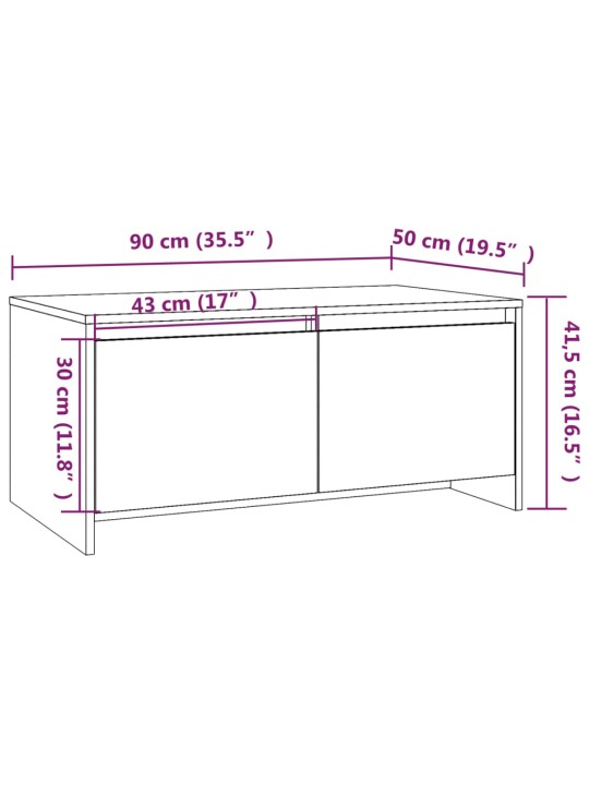 Sohvapöytä betoninharmaa 90x50x41,5 cm lastulevy