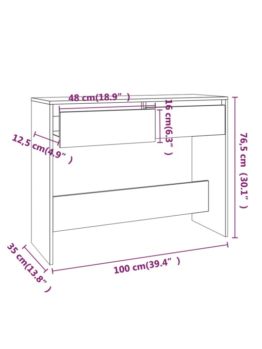 Konsolipöytä musta 100x35x76,5 cm tekninen puu